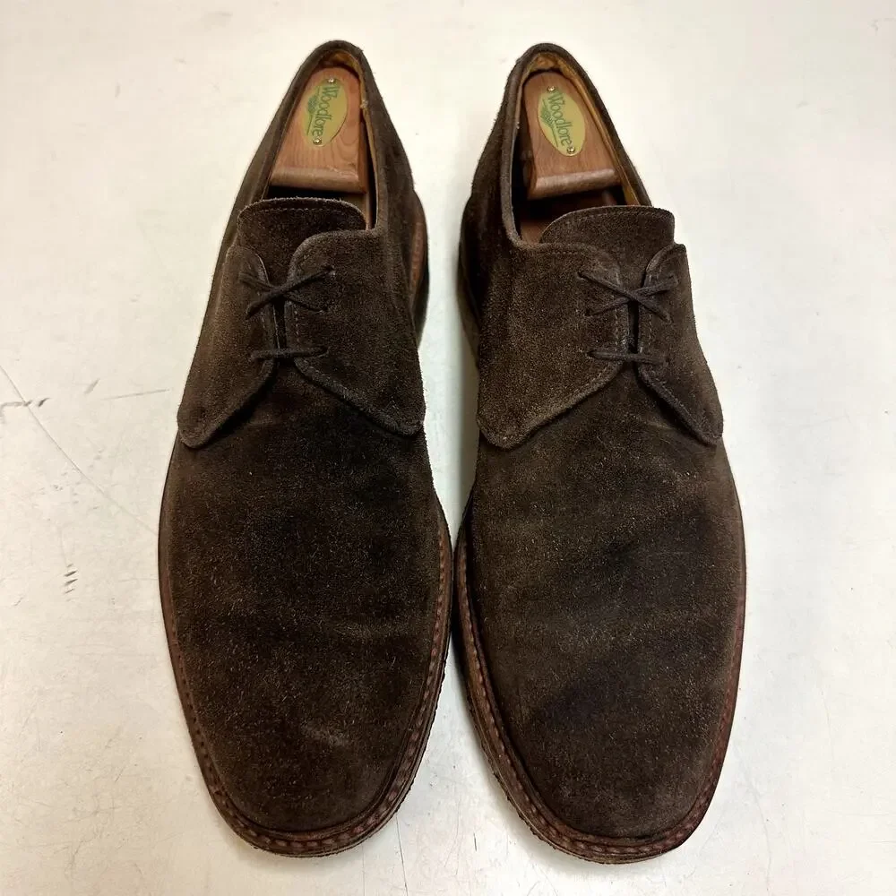 NEW HEELS Crockett & Jones Suede Plain Toe Derby Bench Made in England 10.5 D
